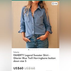 Faherty Legend Sweater Shirt ,Med ,Twill herringbone ,EC,soft as a sweater,Eco